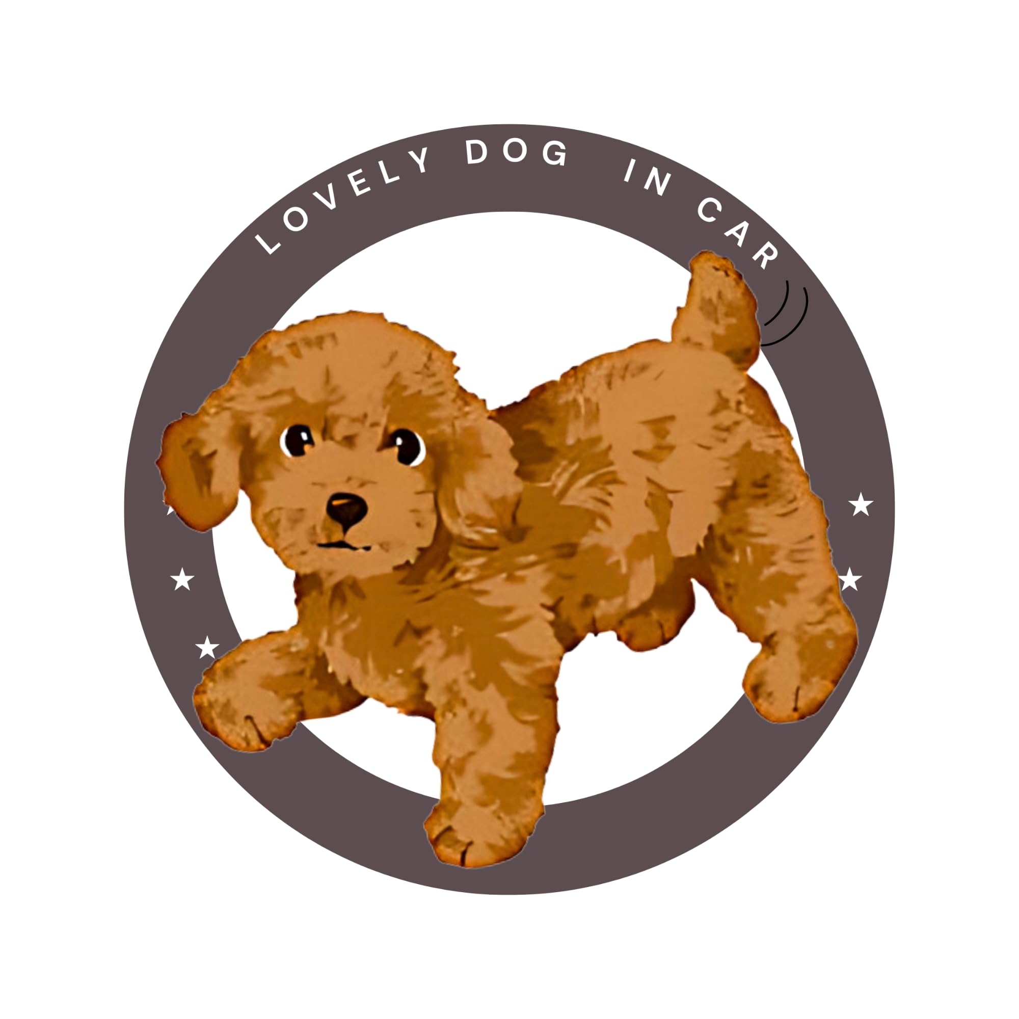 

rakunasu Наклейка на машину Собака Той-пудель Магнитный тип Погодоустойчивый Стойкий Домашнее животное Круглый магнит Approx. W11 x H11 белый