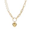 Collana Trendy con Ciondolo a Cuore per Donna - Catena Minimalista per la Clavicola con Chiusura OT per uno Stile alla Moda