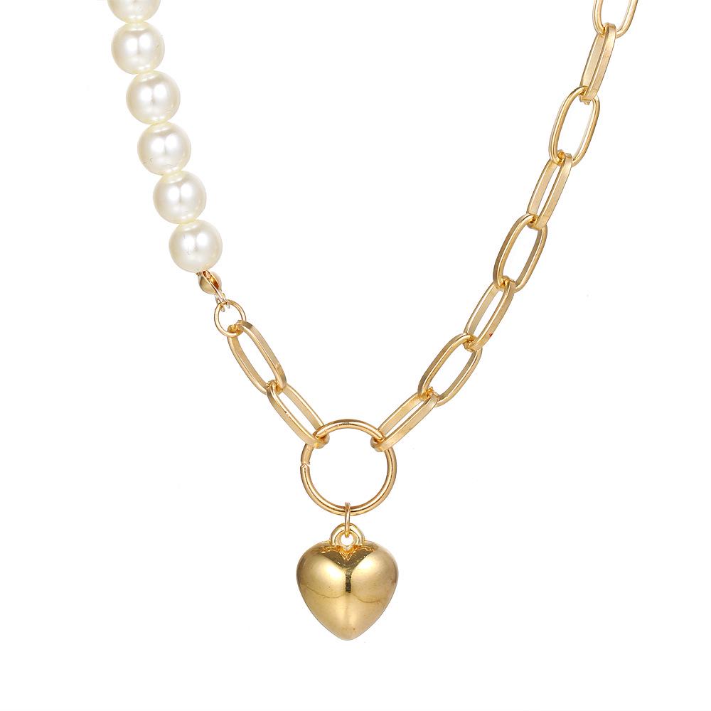 Collana Trendy con Ciondolo a Cuore per Donna - Catena Minimalista per la Clavicola con Chiusura OT per uno Stile alla Moda
