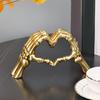 Skeleton Heart Hands Figurine Resin Love Gesture Statue Gothic Heart Shape Skeleton Hands Ornament for Home Halloween Desktop Decor
