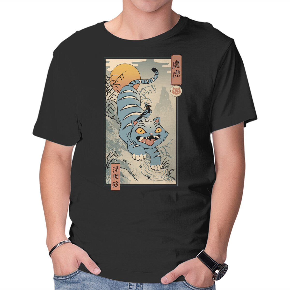 Unisex Crew Neck T-Shirt K-Pop Yokai Tiger Graphic Short Sleeve Casual Tee XXXXL