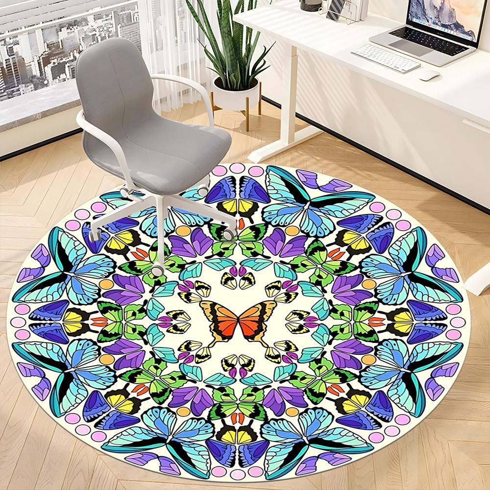 1pc Butterfly Mandala Chair Carpet for Office, , Non-slip carpet, Very suitable for offices, farmhouses,Outdoor carpet yy251120034