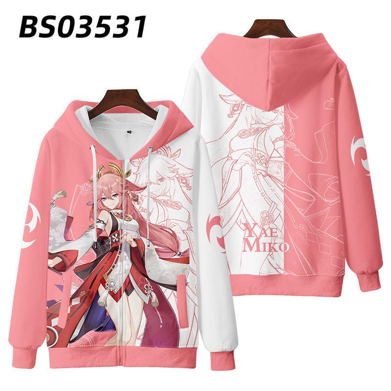 

Горячая игра Genshin Impact Yae Miko, толстовки с 3D принтом, женские нейтральные модные повседневные толстовки для девочек, толстовки оверсайз, пальто 4XL