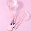 Makeup Brush Set: Ultra-fine Eyeliner Brush + Slanting Eyebrow Brush + Under-eyelid To Under-eye Brush with Mini Powder Puff