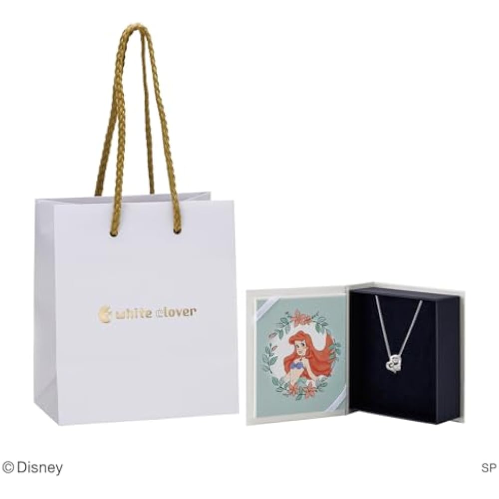 [White Clover] The Little Mermaid Ariel Dancing Stone Necklace Disney Princess 925 Silver Cubic Z...