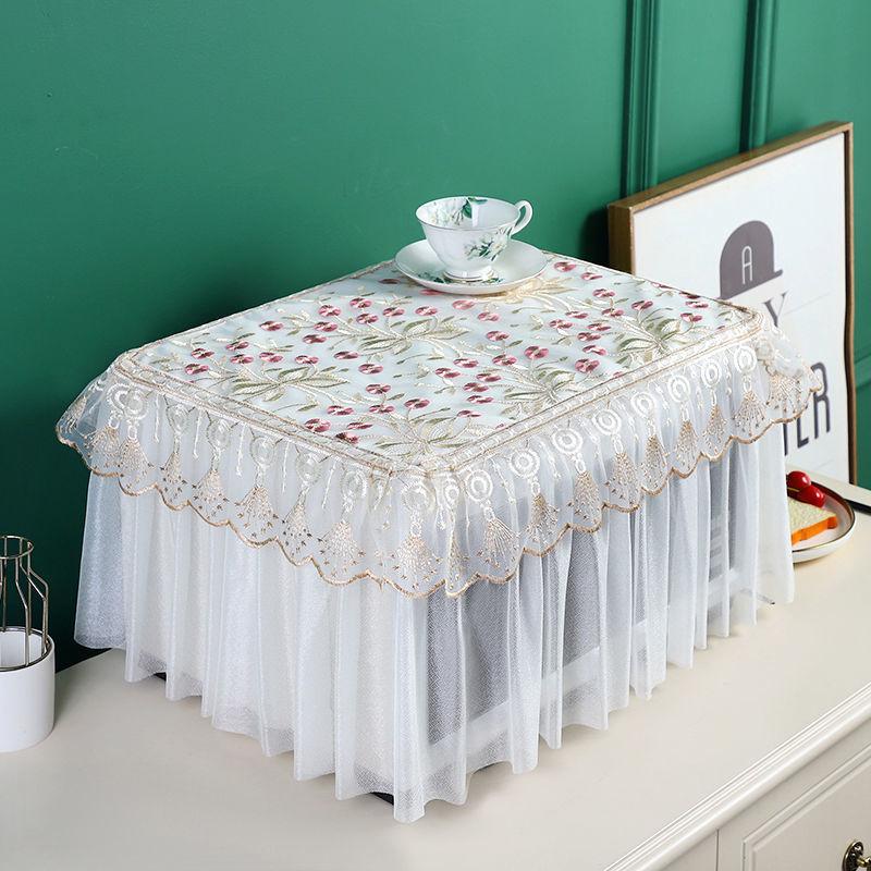 Lace Microwave Oven Cover Universal Breathable Full Covered Washable Double-layer Cloth Oil Proof Dust-proof Oven Cover ZC822
