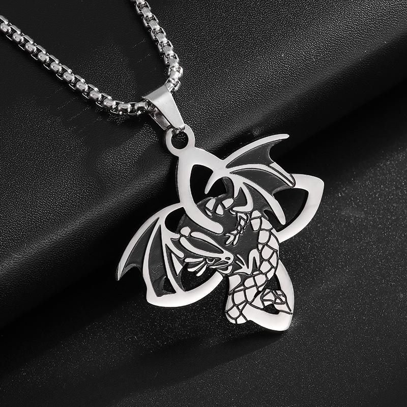 Viking Stainless Steel Necklace Neutral Style European and American Silver Pendant