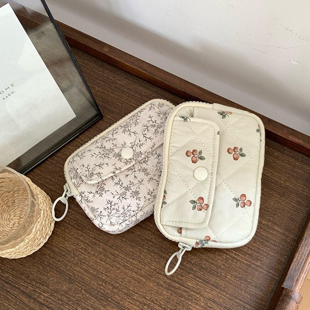 Large Capacity Floral Coin Purse Flower Mini Canvas Storage Bag Small Makeup Lipstick Bag  Outdoor