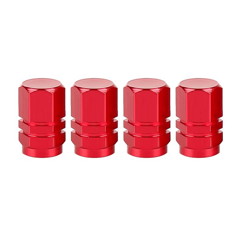 waves Tire Air Valve Cap Aluminum Set of 4 Car Motorcycle (Red)