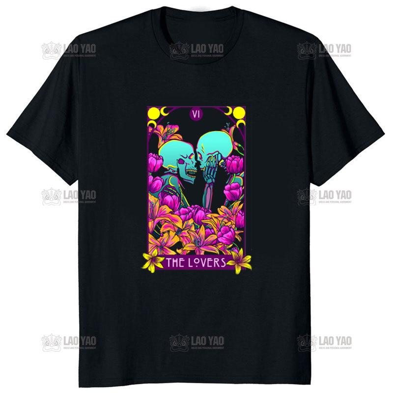 Vintage Death The Grim Reaper Kiss Gothic T Shirt Short Sleeve TShirt Japanese Harajuku Korean Tee Unisex Ropa Hombre