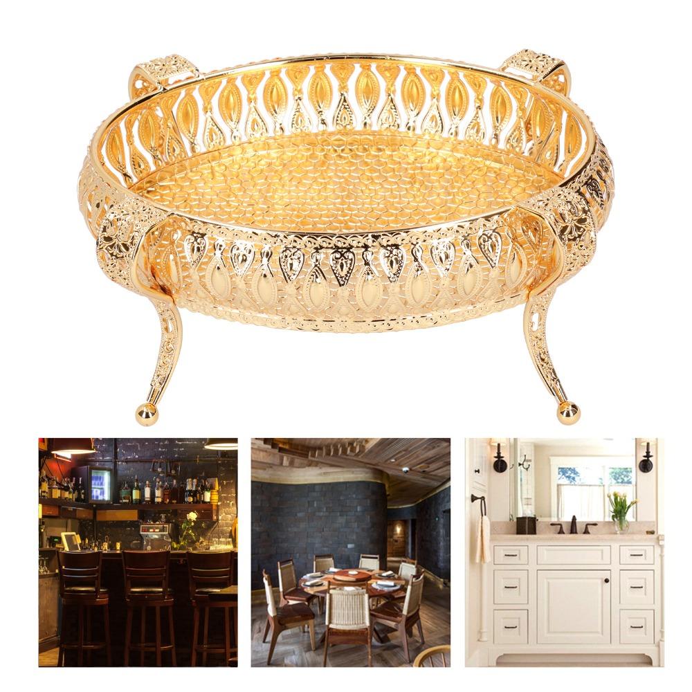 Oval Fruit Serving Tray Gold Decorative Food Platter Dessert Display Plate  Party Decoration