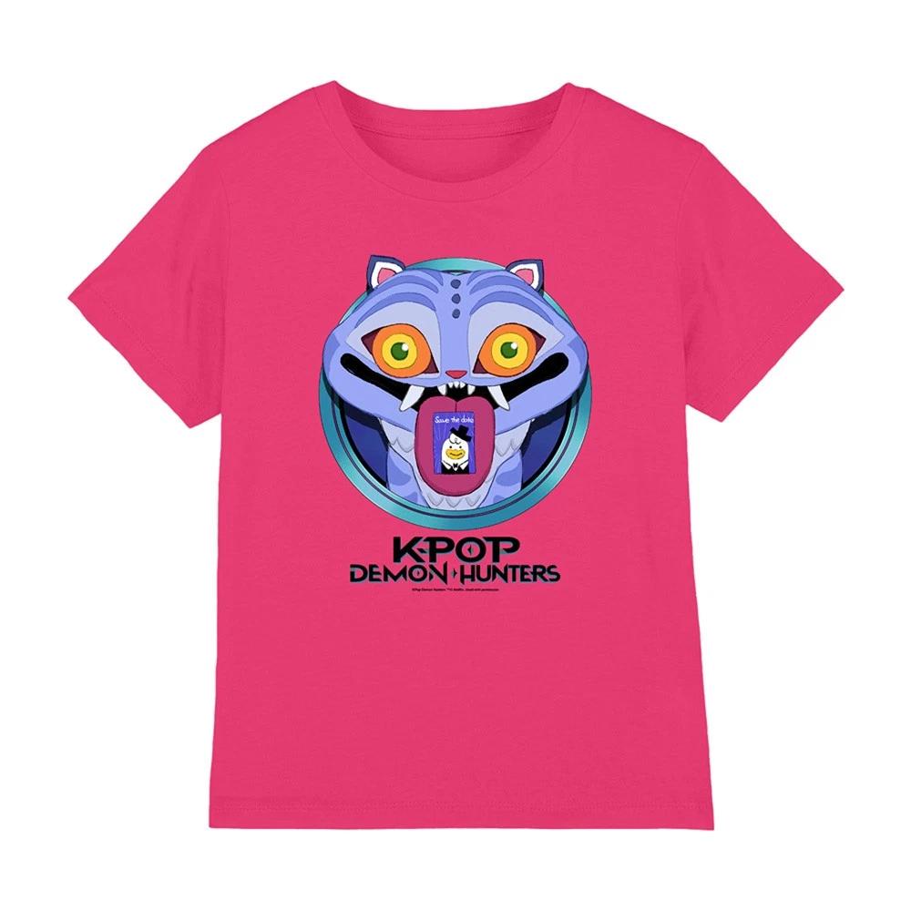 K-Pop Demon Hunters - Cartoon Derpy Save The Date Kids T Shirt, Pink 100