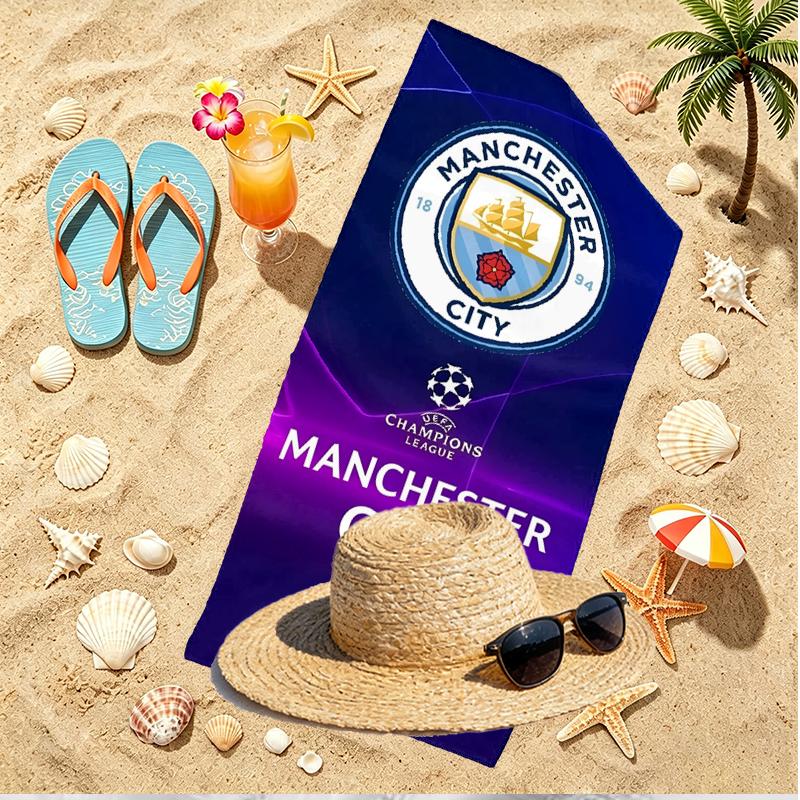 Football team City FC Print Beach Towel, Versatile Lightweight Absorbent Beach Towel for Pool Surf Yoga Bathroom, Perfect Birthday Holiday Gift