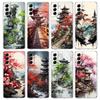 Phone Case For Samsung Galaxy S24 Ultra S23 FE S22 S20 S21 5G S10 S9 Plus S10E S8 Clear Ink and Wash Landscape Painting Cover