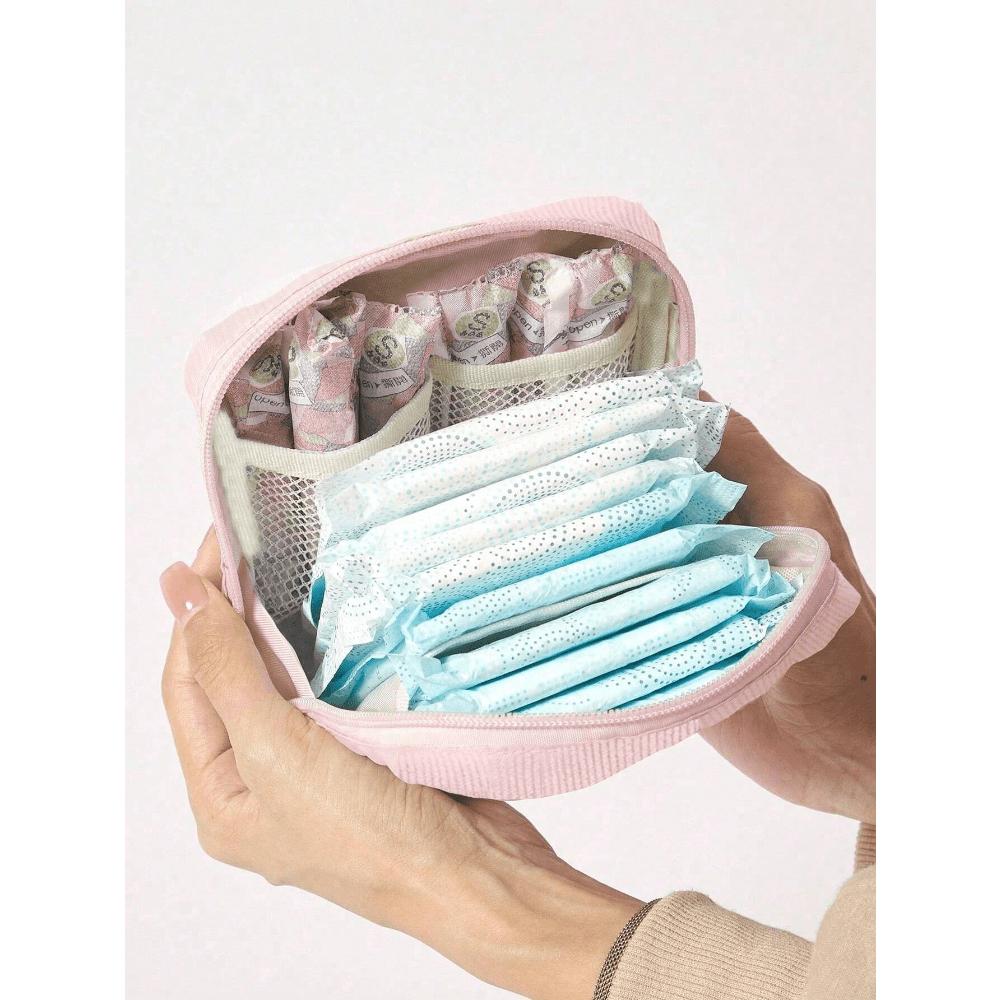 Minimalist Multi-Function Storage Bag, Multi-Function Sanitary Napkin Storage Bag, Small Square Bag, Japanese Sweet Corduroy Square Cosmetic Wash Bag