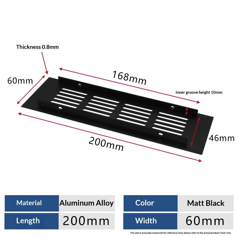 1Pcs Household Air Vent Grille Wall Ventilation Cover Wardrobe Parts 50/60/80mm*150-500mm Aluminum For Cupboard DIY Accessories