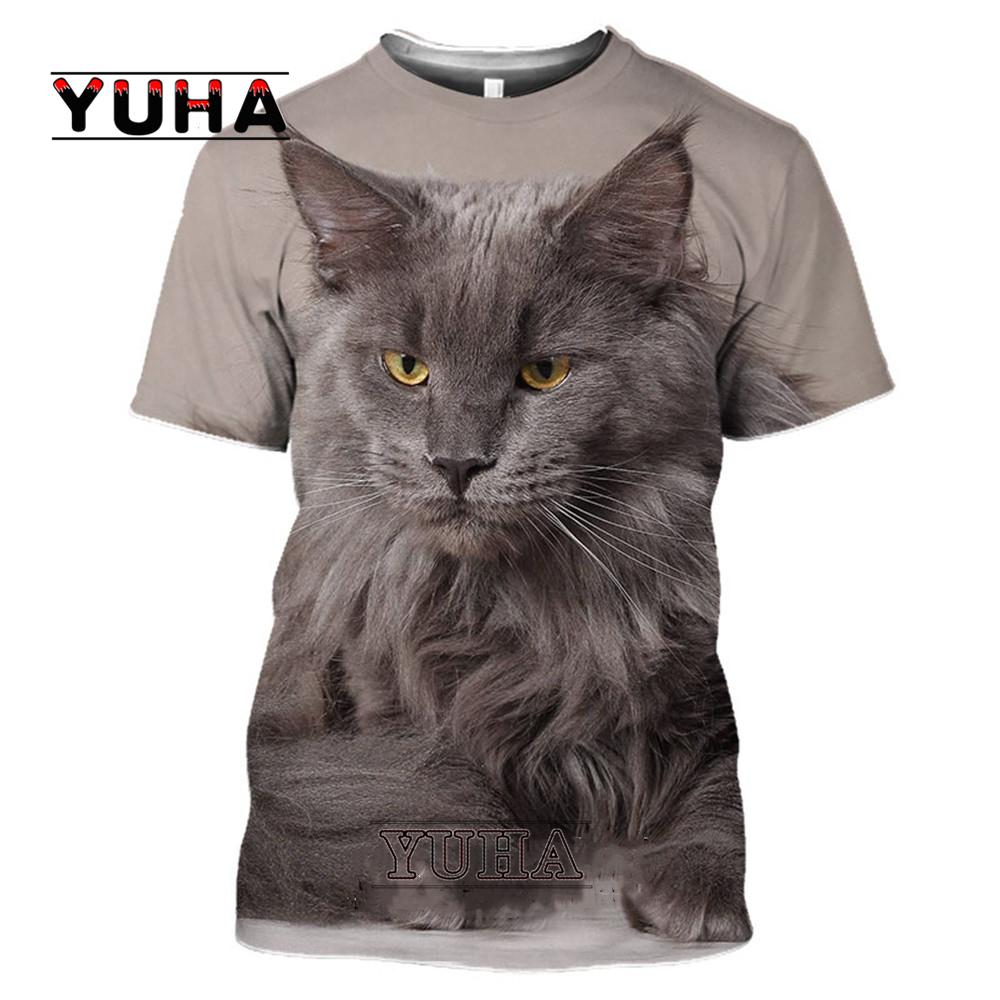 3D tisk Zvíře Mainská mývalí kočka Dlouhosrstá kočka Pánská trička Harajuku Casual Plus size Streetwear Ženy Muž Trička Topy Košile - trička