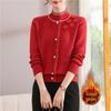 Plus Velvet Sweater for Middle-Aged Women: Thick Knit, Half-High Collar, Warm One-Piece Top