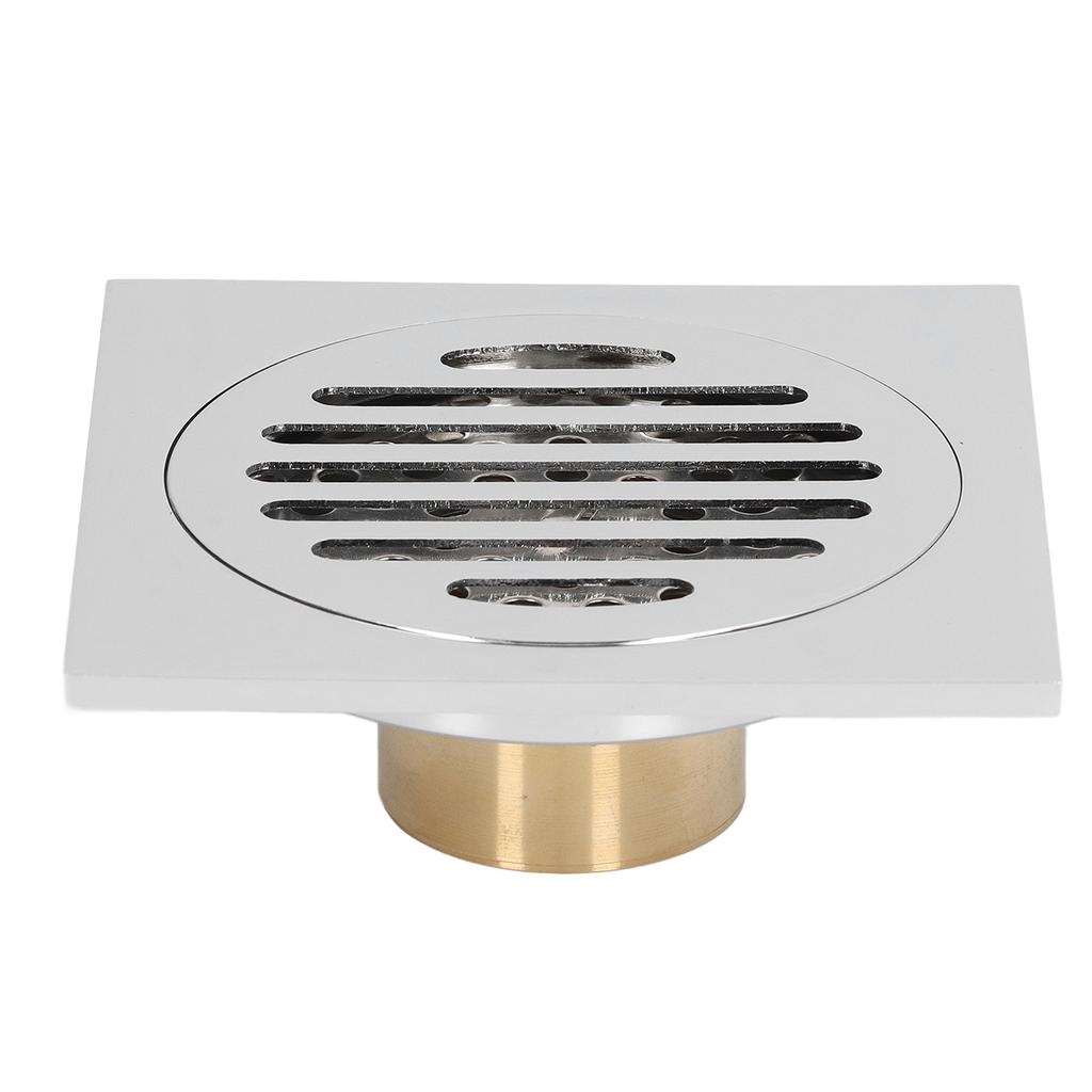 Shower Floor Drain Stainless Steel Copper Electroplated Round Lid Large Discharge Draining Part for