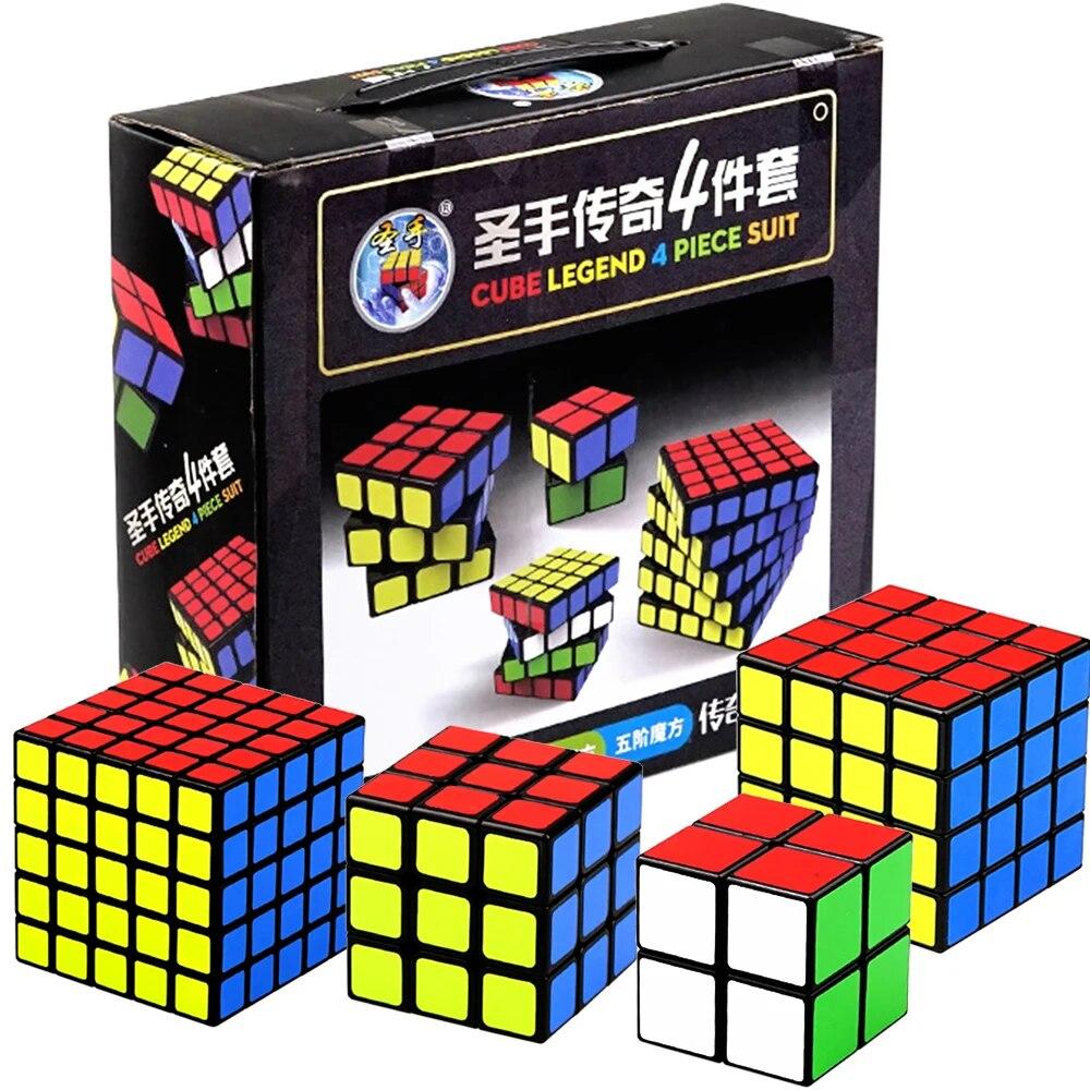 Pachet de 4 bucăți 3*3 Patru câte patru 5*5 Buzunar 222 pachet de ansamblu de cuburi magice 4x4 Sengshou Legend 3 x 3 Sengso Black Boy 10 ani Cadou