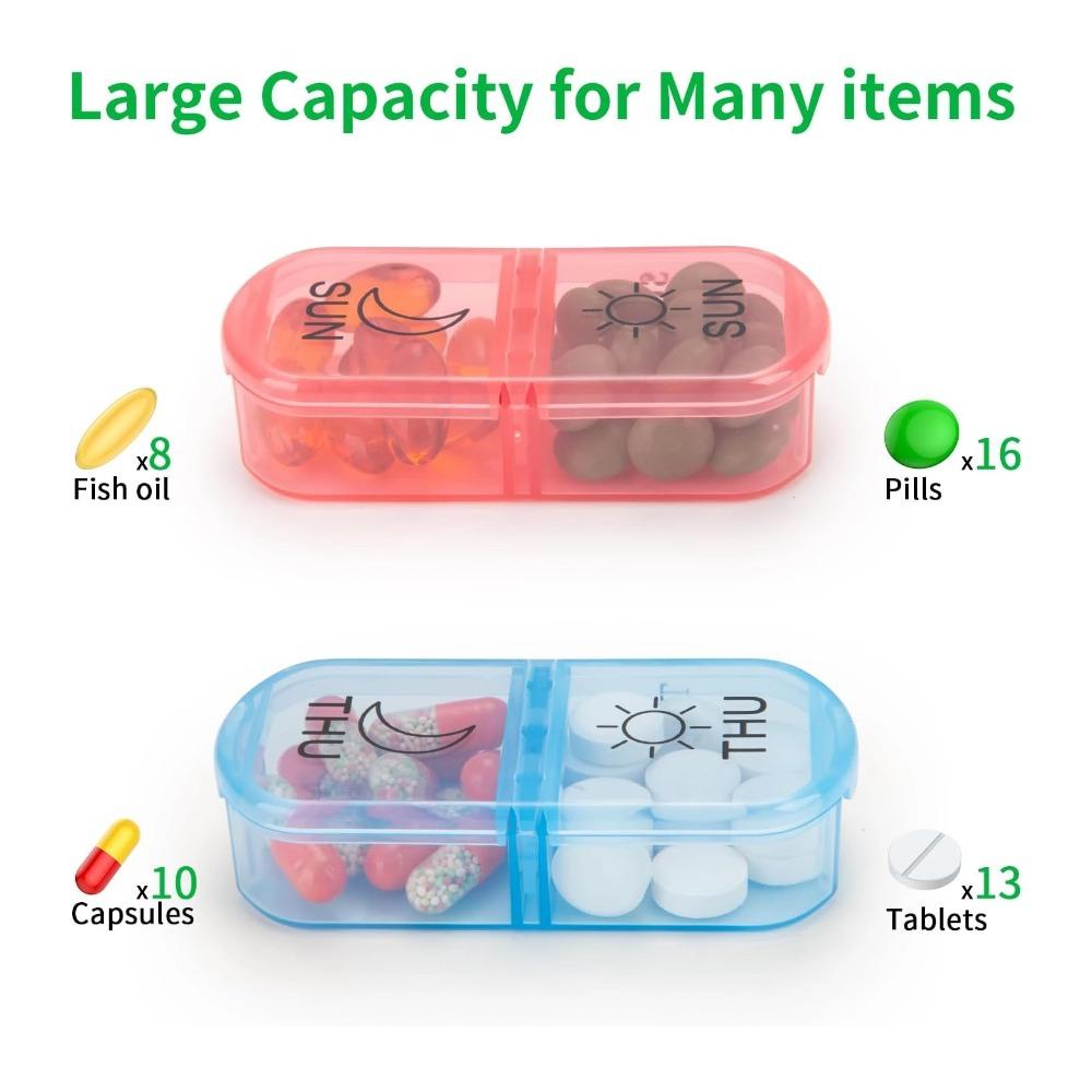 New Portable Premuim Weekly Pill Cases Box Organizer Storage 2 Times A Day 14 Grids for Medicine Vitamin Supplements Fish Oils
