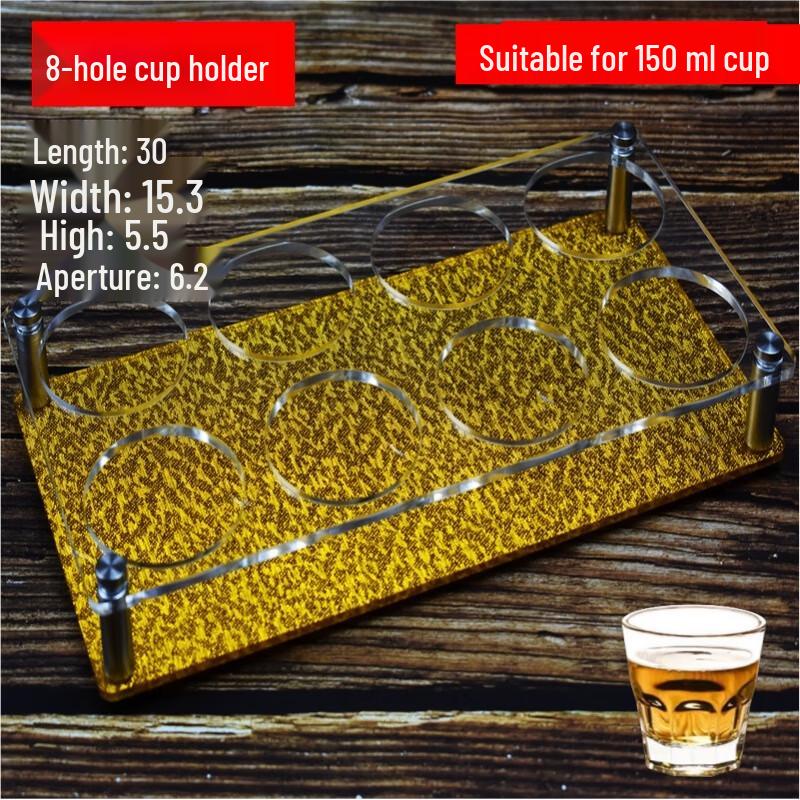 

Acrylic 8-Hole Glass Holder with Gold Base