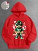 Trendy bear print casual hooded sweatshirt, with a slight stretchperfect as aChristmasgift forkids in thefall andwinterseasons.