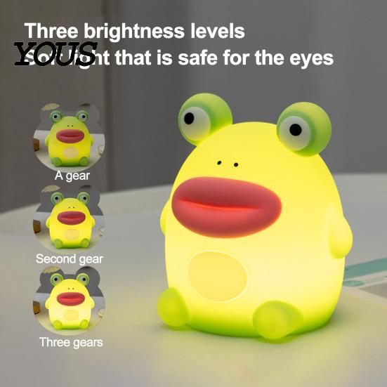 Baby Sleep Aid Lamp Frog Silicone Night Light, Rechargeable Touch Bedside with 3 Brightness Desk Decor & Remote Control, 30 Min Timer Decoration,