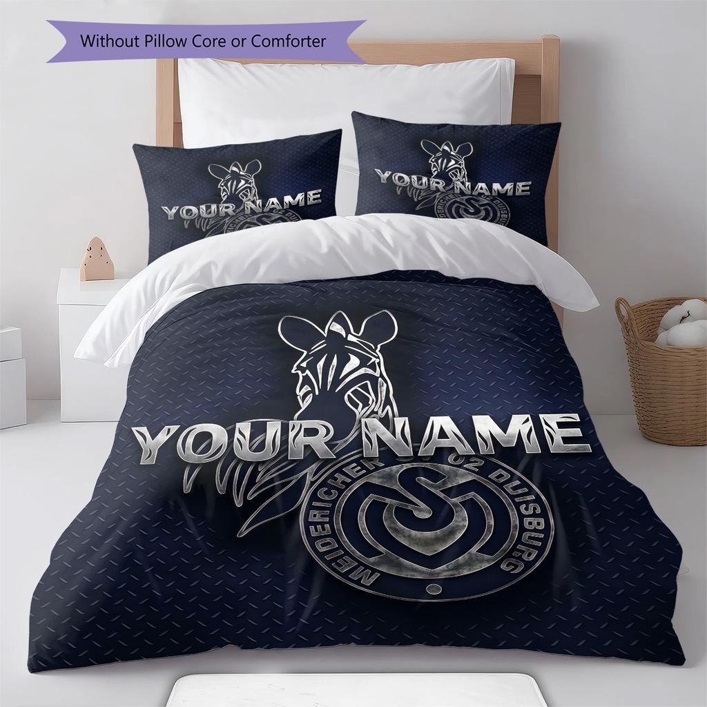 Msv Duisburg Custom Name Pattern Bedding Quilt Set Quilt Cover Pillowcase Home Birthday Gift(1 * Duvet Cover + 2 * Pillowcase, Without Core)