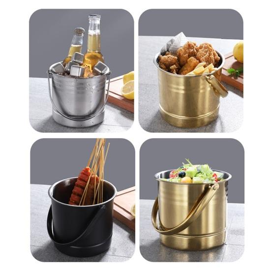 Yangyizhi Seau à Glace en Acier Inoxydable avec Passoire Amovible, Refroidisseur de Vin Bar Champagne pour Bière Vin Rouge, Portable Snacks Maison