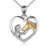 Collier Fille et Cheval pour Filles Argent Sterling Bijoux Cheval Cadeaux pour Femmes