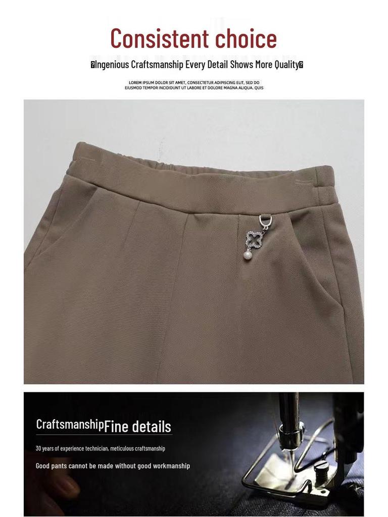2026 Spring & Autumn High-Waist Plus Size Wide-Leg Casual Pants for Middle-Aged & Elderly Women