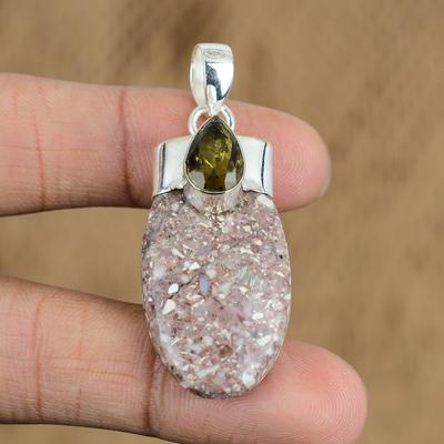 Natural Red Brecciated Mookaite Gemstone 925 Sterling Silver Pendant For Girls