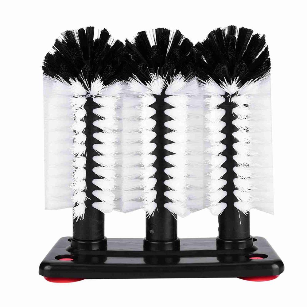 Black Cup Cleaning Brush Round Base Bottle Brush Kitchen Tools Glass Washer Bar Counter