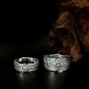 S925 Sterling Silver Oxidized Mantra Couple Rings with Vajra Pestle Design - Exquisite Adjustable Rings for Men & Women