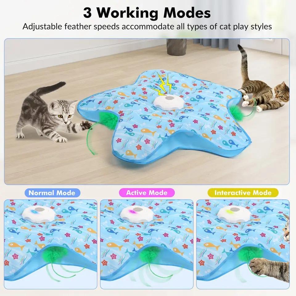 Giocattoli Interattivi Ricaricabili per Gatti, Giocattoli Durevoli Nascondino per Gatti con Piume Nascoste in Movimento, Giocattolo Automatico per Gatti e Gattini per Gatto