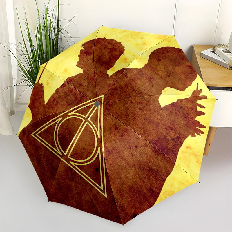 

1pc Harry Potter Deathly Hallows Symbol Umbrella with Plastic Handle,Cartoon Pattern,Suitable for All Seasons Multi-functional Umbrella520