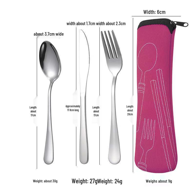 Stainless Steel Cutlery Set: Knife, Fork, Spoon & Chopsticks - Portable 4-Piece Set for Students, Travel, & Gifts