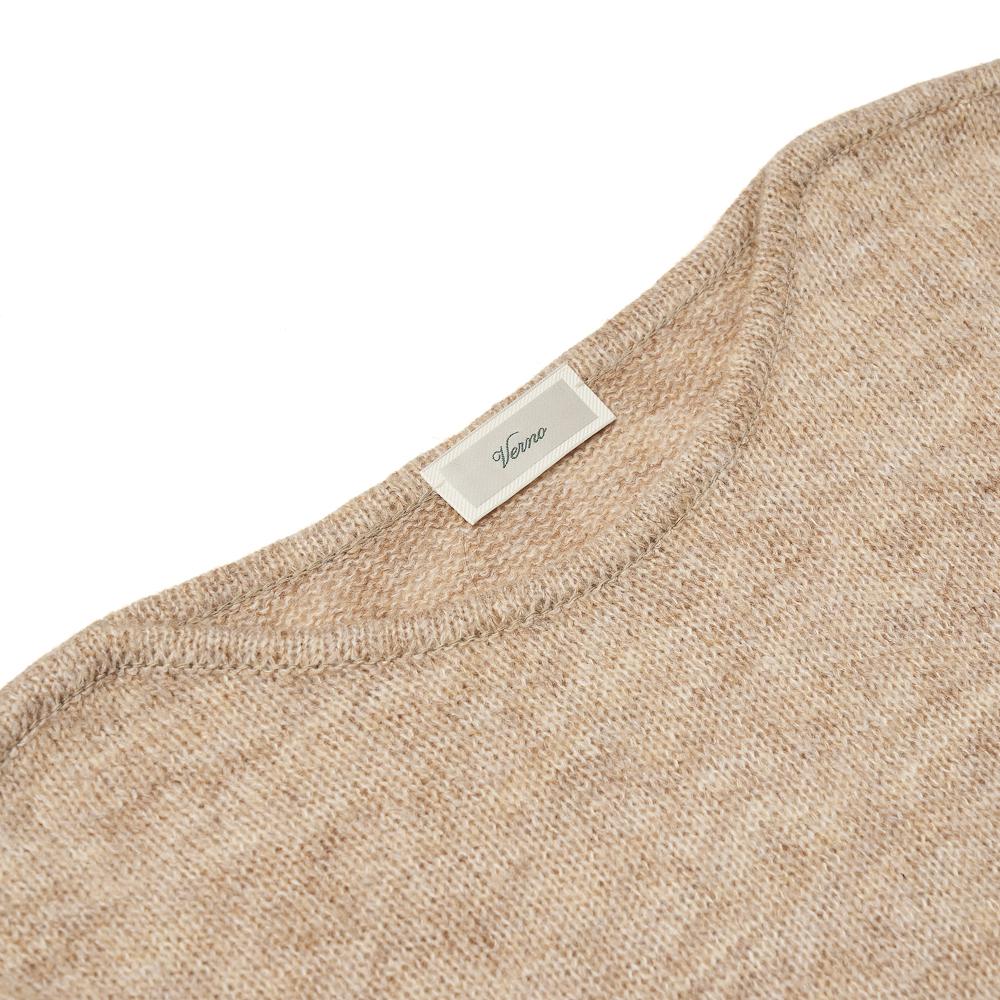 VERNO [Casual] Alpaca Piping Crew-Neck Knit Beige