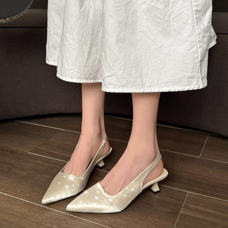 Women's Stiletto Wrapped Toe Sandals Summer New Pointy Shallow Mouth Sequin Set Foot Non-slip High Heels