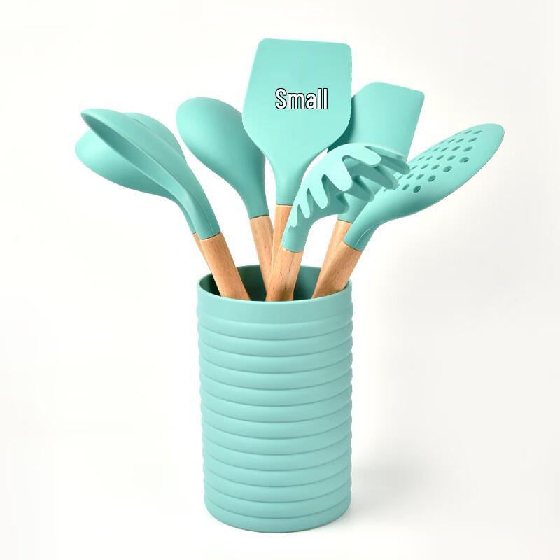 Silicone Kitchen Utensil Set with Wooden Handle