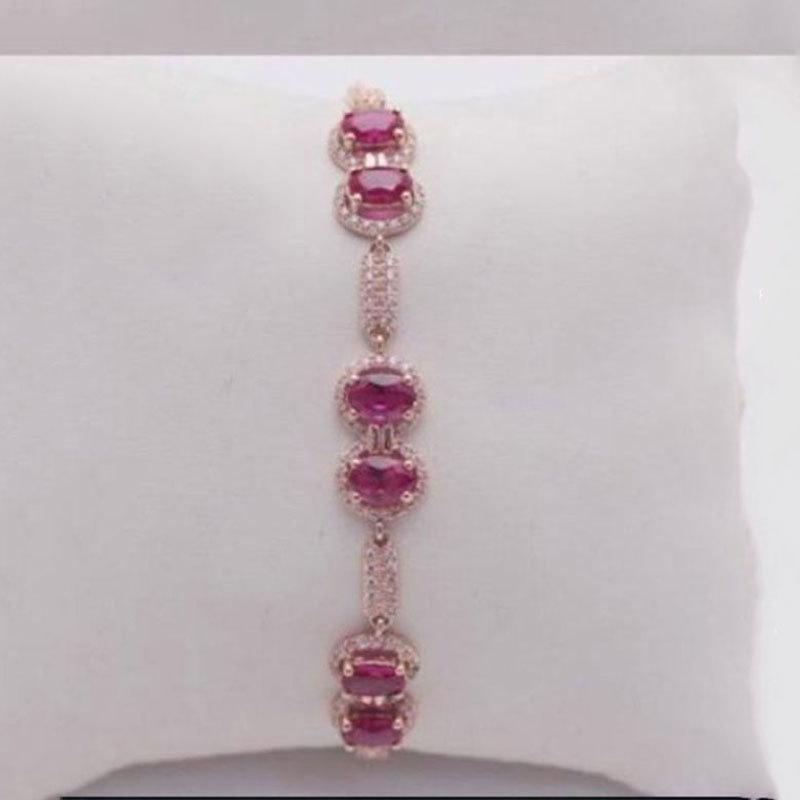 Purple Gold-Plated Rose Gold Simple High-End Design Color Gold Shiny Diamond-Encrusted Bracelet