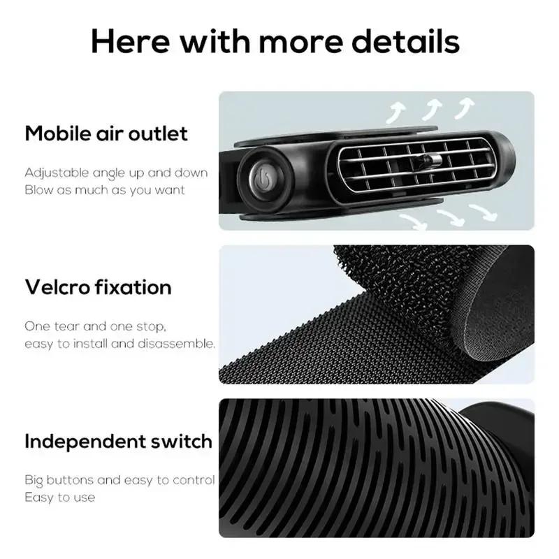 Car Seat Fan Front Rear Seat Headrest Cooling Air Fan Refrigeration 3 Speed With Independent Switch Car Interior Decor Fan
