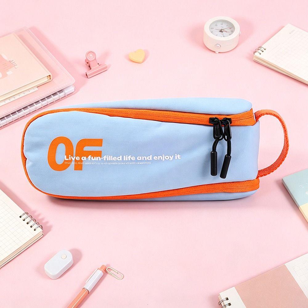 Macaron Color Pen Bag Nylon Stationery Organizer Portable Pencil Case Students