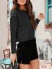 Women's Drop Shoulder Long Sleeve Crop Top Crew Neck Loose Casual Tee