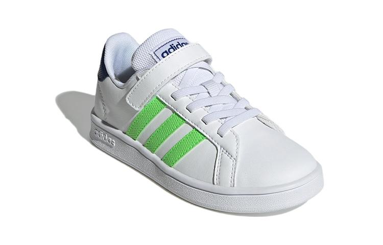 Adidas Neo GRAND COURT Comfortable And Trendy Abrasion Resistant Low top Kids' Skateboarding Shoes White Green GX5746