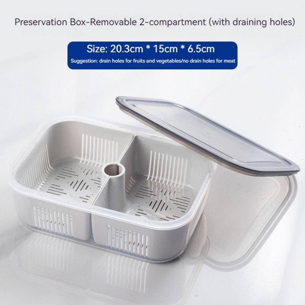 

1Pcs 2/3/4 Grids Refrigerator Storage Box Vegetable Fruit Preservation Drain Basket Fridge Organizer Meat Onion Ginger