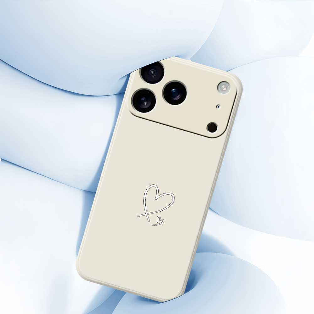 For iPhone 17 Pro Max Case White Love Pattern Printing Straight Edge TPU Phone Back Cover
