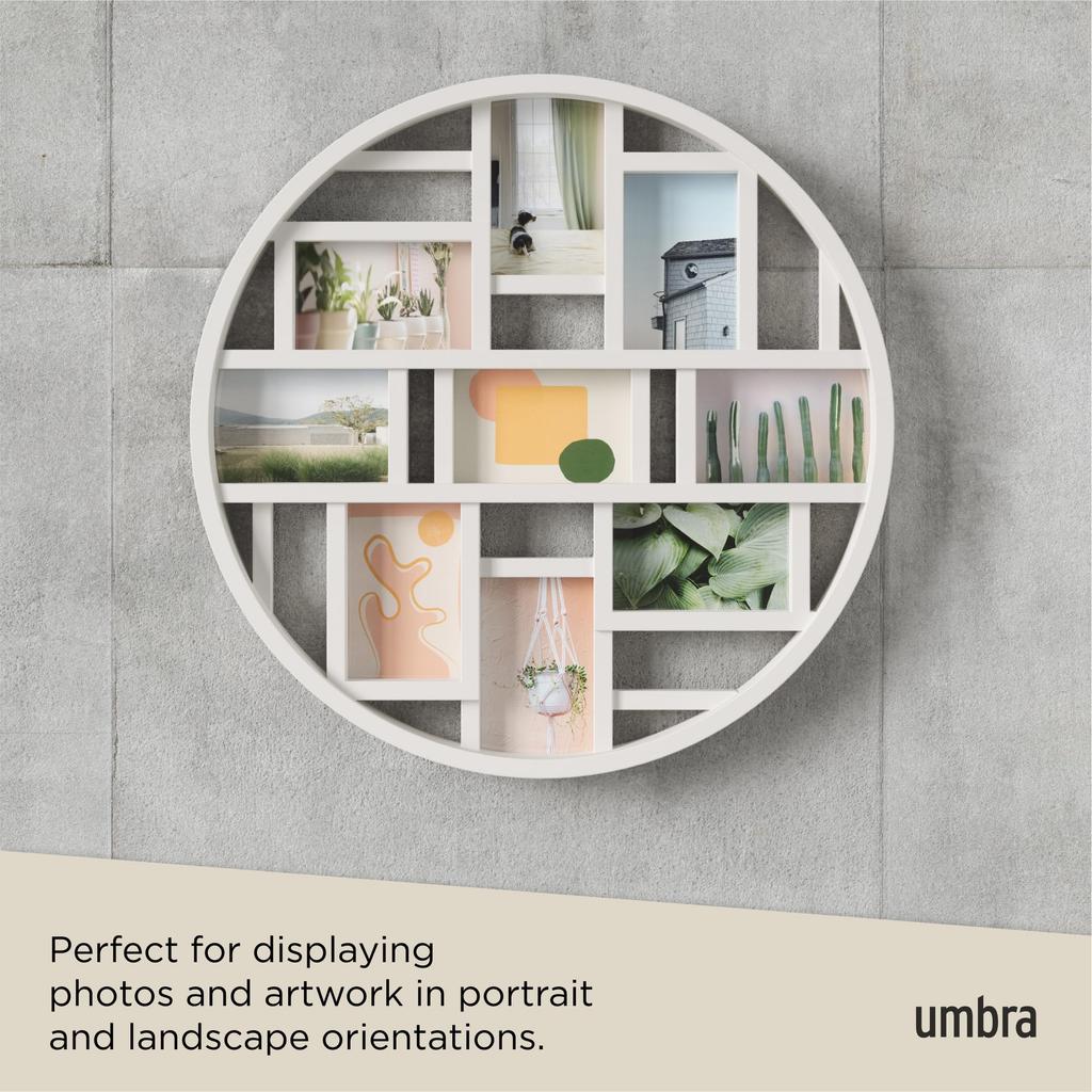 Umbra LUNA Photo Frame, White, 9-Panel, Multi-Plate Photo Display