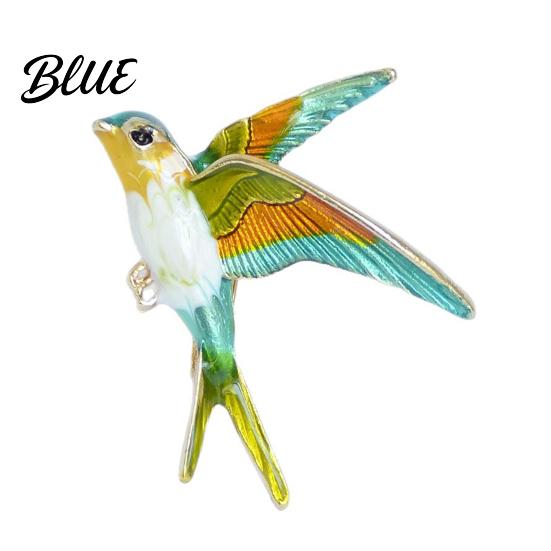 Men Bird Brooch Enamel Swallow Women Oil Dripping Lapel Pin